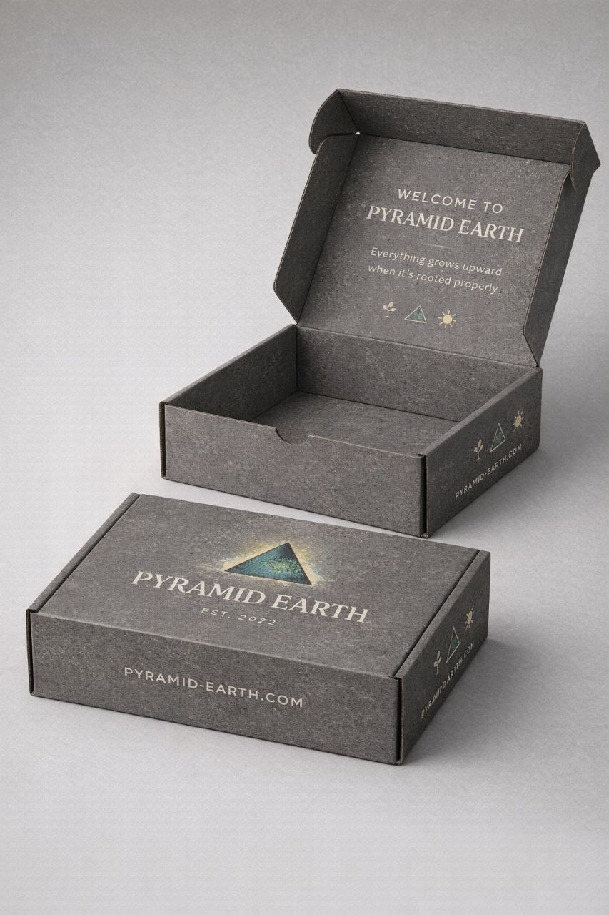 Pyramid Earth branded packaging